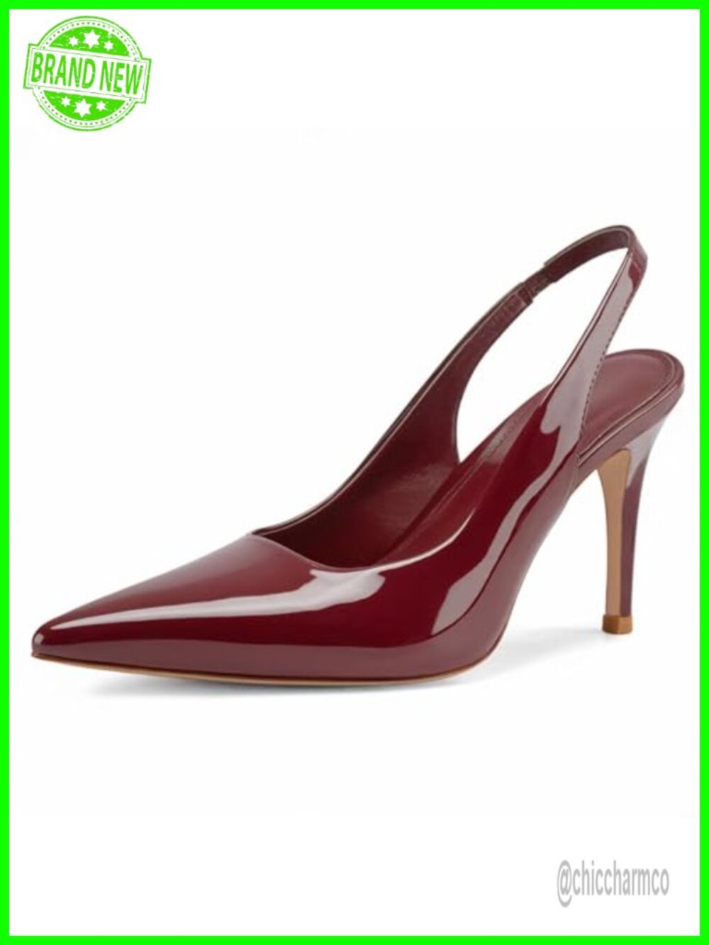 Slingback Heels for Women Pointed Toe Stiletto Pumps Elastic Back Strap